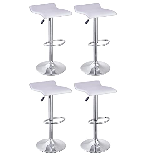 FurnitureR 3-Piece Bar Table Chairs Set, Round Cocktail Table and PU Leather Adjustable Swivel Chairs Barstools, Modern Counter Height, Home Office (White)