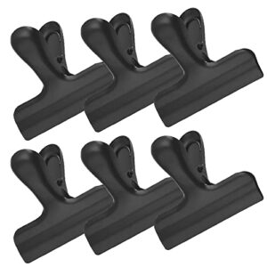 pack of 6 bag clips,lawdiey stainless steel 3 x 2.5 inch heavy duty large bag clips for coffee food bread bags and chip bags air tight seal (black)