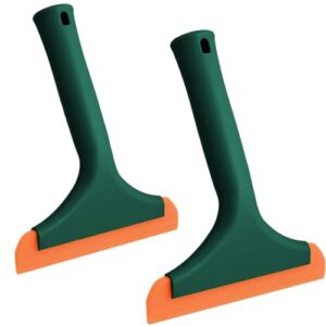 2 pcs silicone squeegee, handheld 6 inch super soft small silicone glass cleaning squeegee,for auto glass film,bath mirror,windows,glass doors,countertop cleaning,car window (dark green)