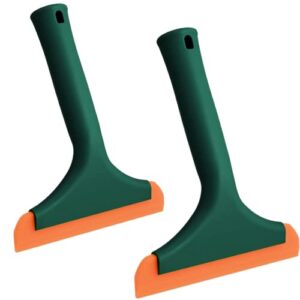 2 Pcs Silicone Squeegee, Handheld 6 inch Super Soft Small Silicone Glass Cleaning Squeegee,for Auto Glass Film,Bath Mirror,Windows,Glass Doors,Countertop Cleaning,Car Window (Dark Green)