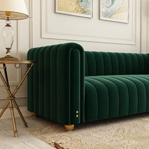 STORFENBOR 82" Velvet Sofa, Modern Living Room Couch with Soft Cushion & Firm Lges, 3 People 750LBs Bearing Capacity Sofa for Bedroom Apartment Office (Green)