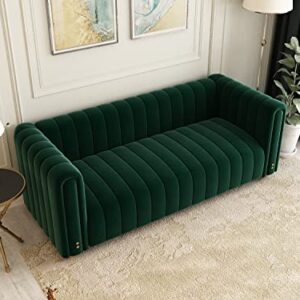 STORFENBOR 82" Velvet Sofa, Modern Living Room Couch with Soft Cushion & Firm Lges, 3 People 750LBs Bearing Capacity Sofa for Bedroom Apartment Office (Green)