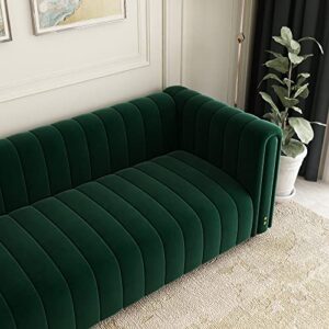 STORFENBOR 82" Velvet Sofa, Modern Living Room Couch with Soft Cushion & Firm Lges, 3 People 750LBs Bearing Capacity Sofa for Bedroom Apartment Office (Green)