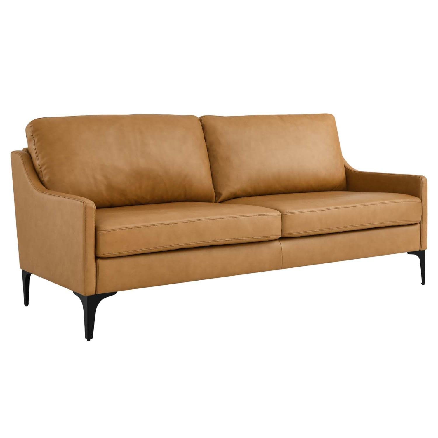 Modway Corland Upholstered Leather Sofa, Tan