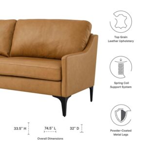 Modway Corland Upholstered Leather Sofa, Tan