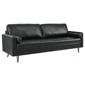 modway valour 88" modern style leather and dense foam sofa in black finish