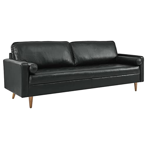 Modway Valour 88" Modern Style Leather and Dense Foam Sofa in Black Finish