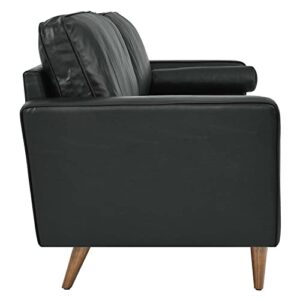 Modway Valour 88" Modern Style Leather and Dense Foam Sofa in Black Finish