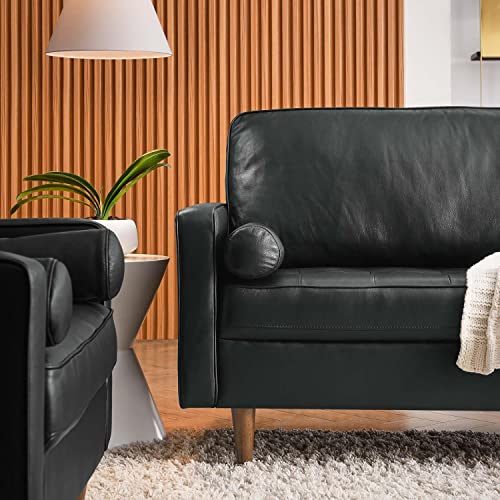 Modway Valour 88" Modern Style Leather and Dense Foam Sofa in Black Finish