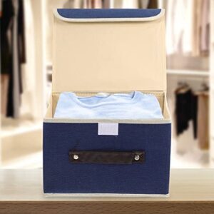 Zerodeko Boxes Storage Clothes Storage Organizer Bins Containers with Lid Stackable Storage Bins Foldable Cloth Storage Box for Blanket Closet Storage Container Blue Storage Storage Boxes