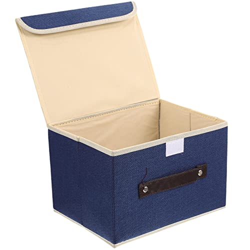 Zerodeko Boxes Storage Clothes Storage Organizer Bins Containers with Lid Stackable Storage Bins Foldable Cloth Storage Box for Blanket Closet Storage Container Blue Storage Storage Boxes