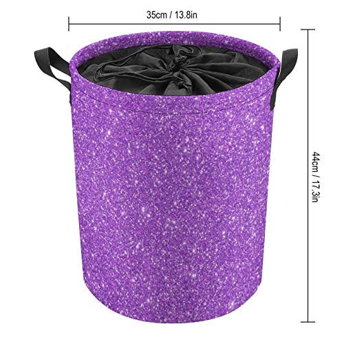 Purple Laundry Basket Purple Glitter Laundry Hamper Printed Bling Dirty Clothes Storage Basket Collapsible Waterproof Toy Organizer for Girls Bedrooms