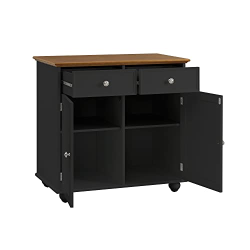 Knocbel Accent 2-Drawer Storage Cabinet with Double Doors, Buffet Sideboard Cupboard Coffee Bar Cabinet Entryway Hallway Foyer Table with Legs, 32" W x 18" D x 31" H (Black)