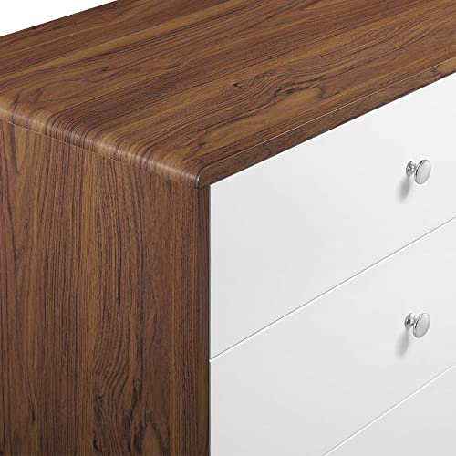 Modway Transmit 60" Particleboard Wood Dresser in Walnut/White