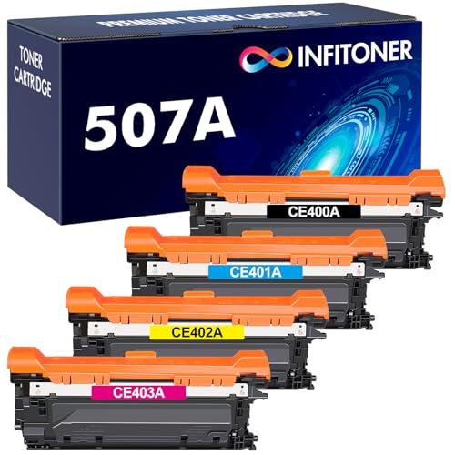 507A Toner Cartridge 4-Pack Compatible Replacement for HP 507A CE400A CE401A CE402A CE403A 507X CE400X Enterprise M551 M551n M551dn M551xh M570dn M570dw M575f Printer (Black Cyan Yellow Magenta)