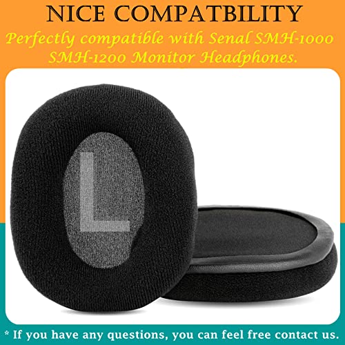 TaiZiChangQin SMH-1000 Upgrade Ear Pads Ear Cushions Replacement Compatible with Senal SMH-1000 SMH-1200 Monitor Headphone Black Velour Earpads