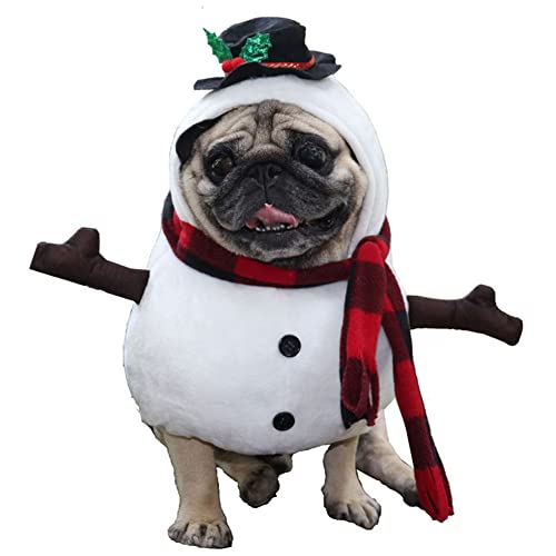 EastVita Christmas Pet Cat Dog Snowman Costume Dress Up Clothes Pet Photo Props Supplies for Christmas Party Decoration White M