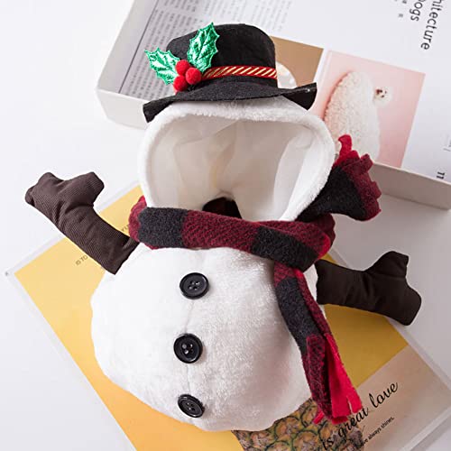 EastVita Christmas Pet Cat Dog Snowman Costume Dress Up Clothes Pet Photo Props Supplies for Christmas Party Decoration White M