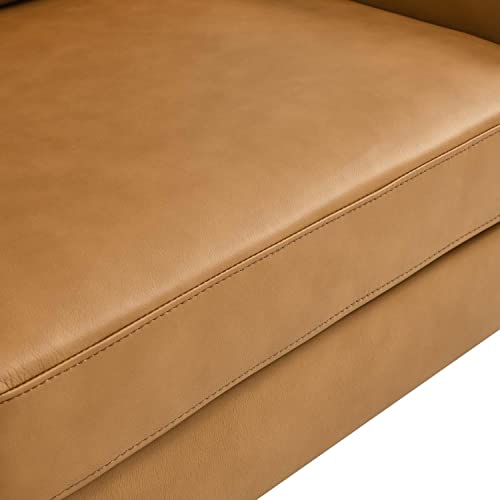 Modway Corland Modern Style Leather and Metal Loveseat in Tan