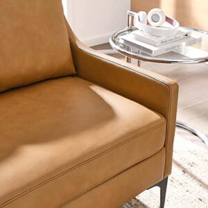 Modway Corland Modern Style Leather and Metal Loveseat in Tan