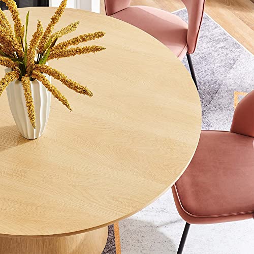 Modway Provision 47" Round Modern Style MDF Wood Dining Table in Oak