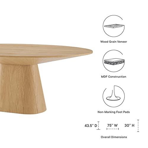 Modway Provision 47" Round Modern Style MDF Wood Dining Table in Oak