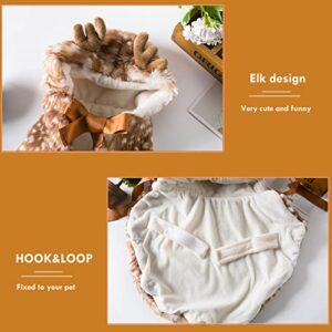 SEIS Christmas Dog Elk Cloak X-mas Pet Costume Brown Deer Cat Clothes Winter Warm Dogs Cape for Cats Small Medium Dogs (Brown Elk)