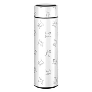 cataku white cute cats water bottle insulated 16 oz stainless steel flask thermos bottle for coffee water drink reusable wide mouth vacuum travel mug cup