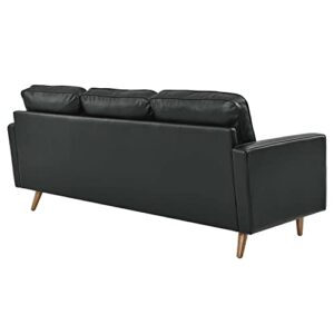 Modway Valour 78" Modern Style Leather Apartment Sectional Sofa in Black