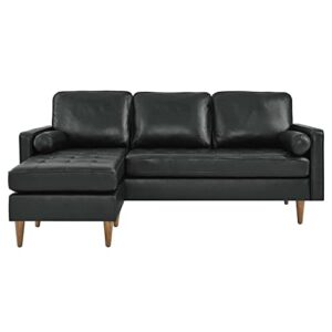 Modway Valour 78" Modern Style Leather Apartment Sectional Sofa in Black