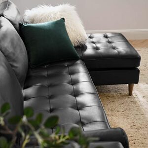 Modway Valour 78" Modern Style Leather Apartment Sectional Sofa in Black