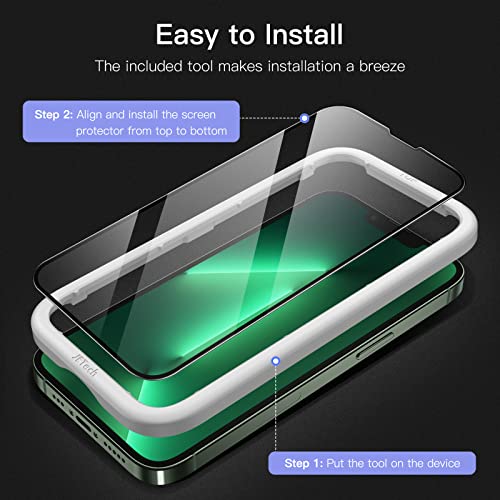 JETech Full Coverage Screen Protector for iPhone 13 Pro Max 6.7-Inch, Black Edge Tempered Glass Film with Easy Installation Tool, Case-Friendly, HD Clear, 3-Pack