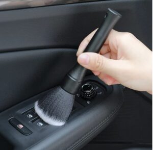 yitoo auto interior dust brush, car soft bristles detailing brush, scratch free dust removal cleaning tool kit, long hair handle brushes duster for auto dashboard, air vents, leather, computer.