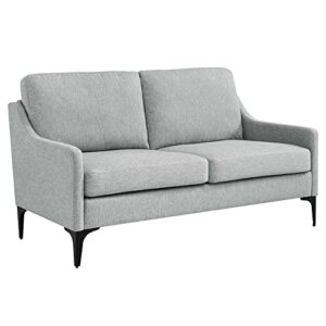 modway corland upholstered fabric and metal loveseat in light gray
