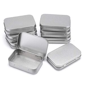 btsky metal hinged tins box containers small metal tins with lids metal box tin cans mini bead organizer for craft storage jewelry candy small pill box compact size 3.85x2.5x0.86 inches, 8pcs silver