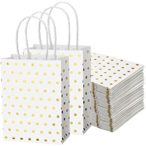 24 pcs gold dot gifts bags small gift bags small size mini gift bag with handles paper gift wrap bags for nurse teacher party favors wedding party supplies (white, 5.9 x 4.3 x 2.4 inch)