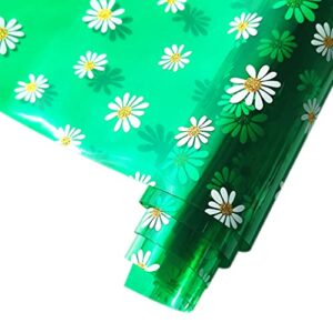 hyang bellis perennis chrysanthemum green transparent pvc super clear holographic vinyl faux leather sheets 1 roll 12" x 47" (30cm x 120cm) for diy bows earrings bags diy crafts making