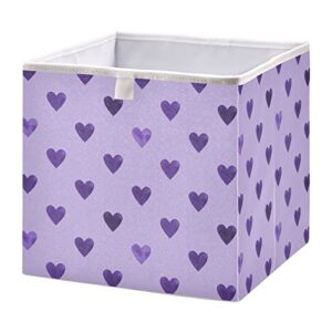 kigai purple heart valentines fabric storage bin 15.7" x 11" x 7" rectangular baskets collapsible store basket bins for home closet bedroom drawers organizers