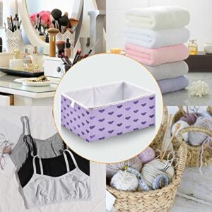 Kigai Purple Heart Valentines Fabric Storage Bin 15.7" x 11" x 7" Rectangular Baskets Collapsible Store Basket Bins for Home Closet Bedroom Drawers Organizers