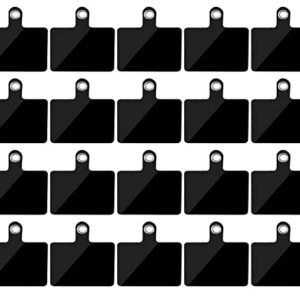 20 Pack Cell Phone Lanyard Tether Tab with Metal Ring, Universal Replacement Attachment Cellphone Tether PVC Patches Sticker Pad for Wrist Phone Strap Smartphone Neck Safety Tether, Black