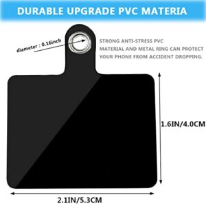20 Pack Cell Phone Lanyard Tether Tab with Metal Ring, Universal Replacement Attachment Cellphone Tether PVC Patches Sticker Pad for Wrist Phone Strap Smartphone Neck Safety Tether, Black
