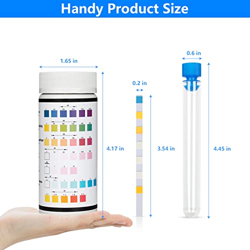 7 in 1 Aquarium Water Testing Strips, 100 Strips Marine Test Kits for Aquariums Pond Betta Fish Tank Freshwater Saltwater, Easy Tester for pH, Chlorine, Alk, Nitrate, Nitrite, Carbonate, Hardness