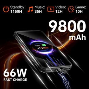 OUKITEL WP21 Rugged Smartphone Unlocked,17+256GB Android 12 Cell Phone,120Hz Helio G99 9800mAh Battery 66W Fast Charge,64MP Camera 20MP Night Vision,6.78" FHD+ Waterproof Mobile Phone 4G Dual Sim NFC