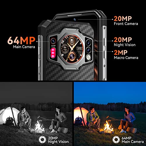 OUKITEL WP21 Rugged Smartphone Unlocked,17+256GB Android 12 Cell Phone,120Hz Helio G99 9800mAh Battery 66W Fast Charge,64MP Camera 20MP Night Vision,6.78" FHD+ Waterproof Mobile Phone 4G Dual Sim NFC