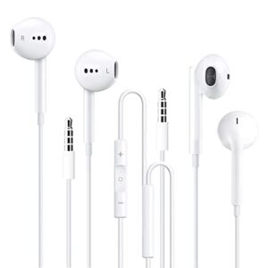 togkun 2 pack-headphones wired with microphone earbuds,in-ear earphones built-in call control and clear audio compatible with iphone 6/6plus/android/ipad/mp3/laptop and most 3.5mm plug devices