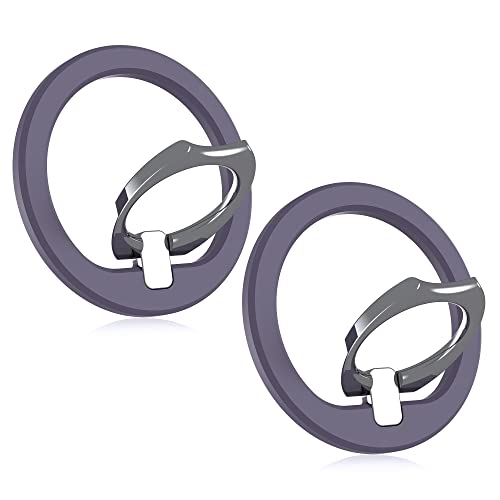 [2 Pack] Magnetic Ring Holder for Magsafe Phone: Metal Zinc Alloy 17pcs Magnets Finger Grip Stand Kickstand Work with Magnetic Car Mount for iPhone 14 13 12 Plus Max Mag Safe Case Accessories