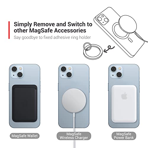 [2 Pack] Magnetic Ring Holder for Magsafe Phone: Metal Zinc Alloy 17pcs Magnets Finger Grip Stand Kickstand Work with Magnetic Car Mount for iPhone 14 13 12 Plus Max Mag Safe Case Accessories
