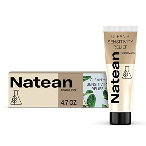 Natean Clean + Sensitivity Relief Toothpaste for Sensitive Teeth and Cavity Prevention - 4.7 Oz Tube, Citrus Orange Spearmint