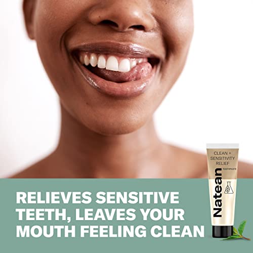 Natean Clean + Sensitivity Relief Toothpaste for Sensitive Teeth and Cavity Prevention - 4.7 Oz Tube, Citrus Orange Spearmint