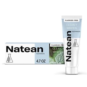 natean clean + whiten fluoride free whitening toothpaste, clean mint - 4.7 oz tube